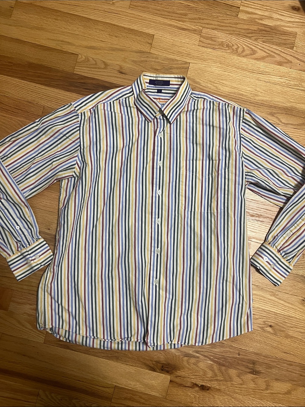 Alan Flusser Multicolor Vertical Stripe Cotton Dress Shirt